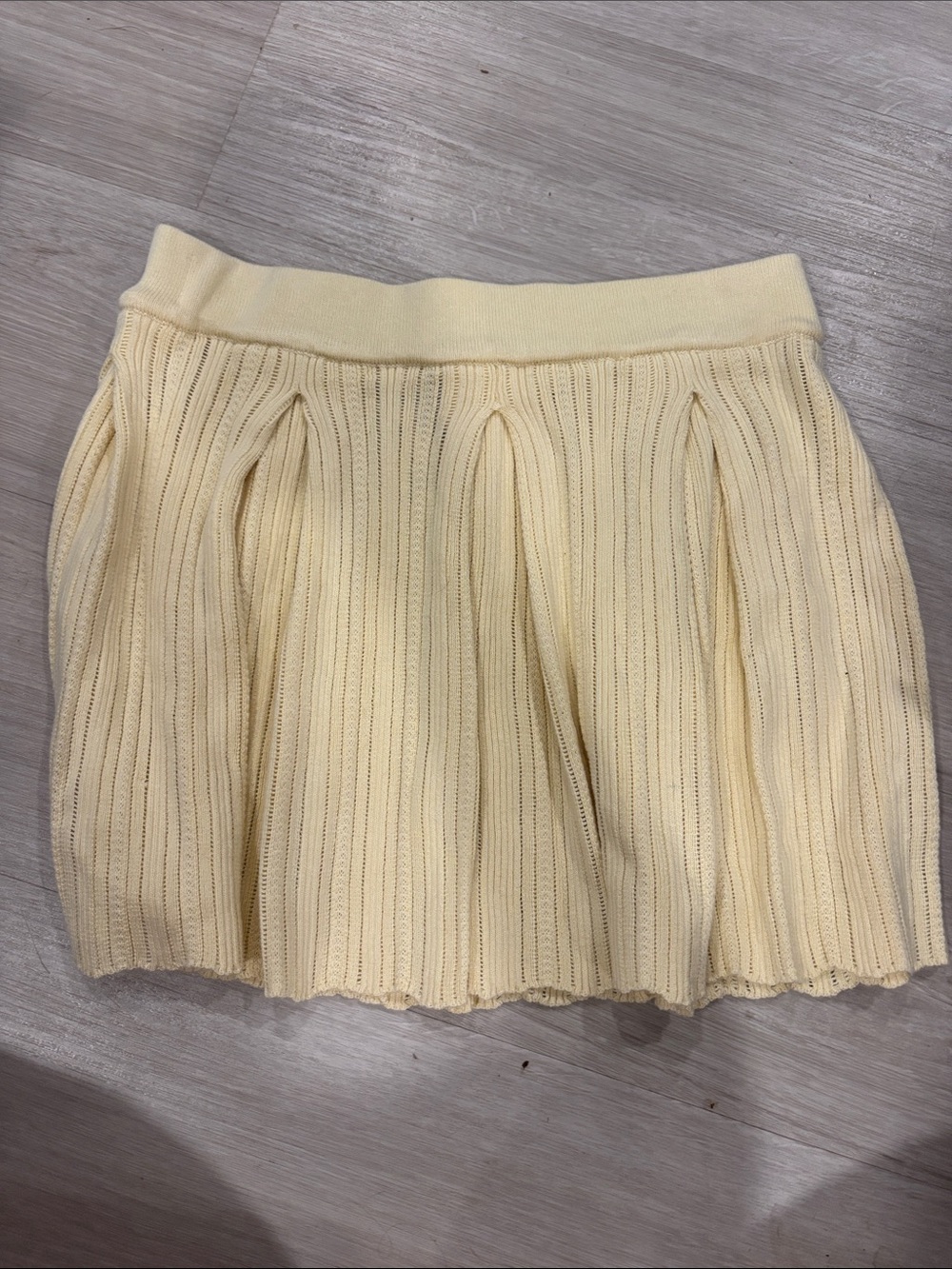 Hippie Rose Pale Yellow Knit Mini Skirt